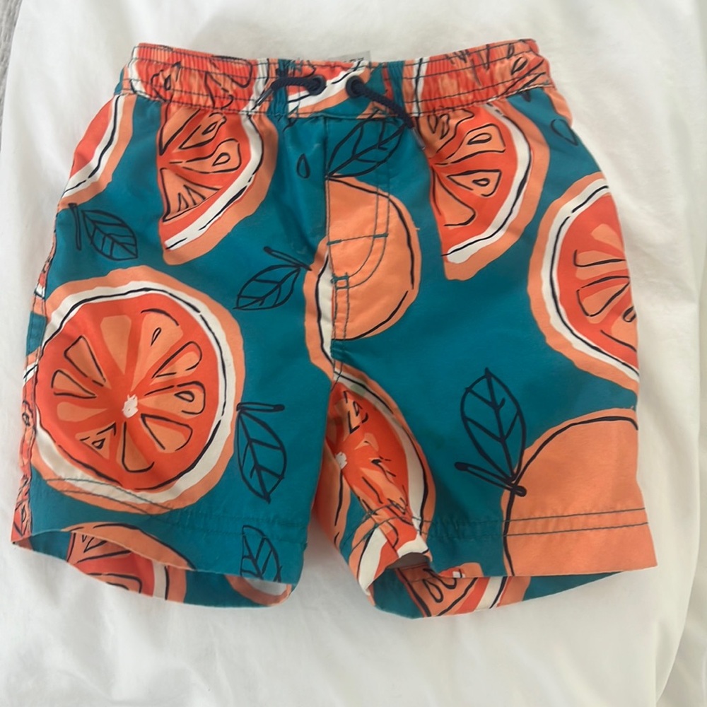 Tea collection citrus/orange print swim trunks